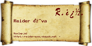 Reider Éva névjegykártya